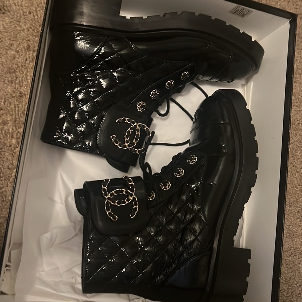 Authentic Chanel combat boots